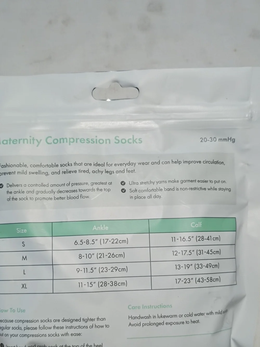 Motif White Maternity Compression Socks Gradient Compression Level 20-30 MmHg